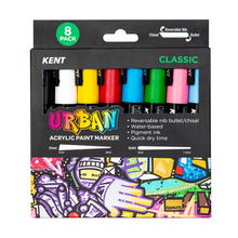 Load image into Gallery viewer, Kent Urban Classic Acrylic Paint Markers 6mm Set of 8