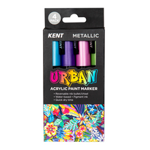 Load image into Gallery viewer, Kent Urban Metallic Acrylic Paint Markers 6mm Set of 4