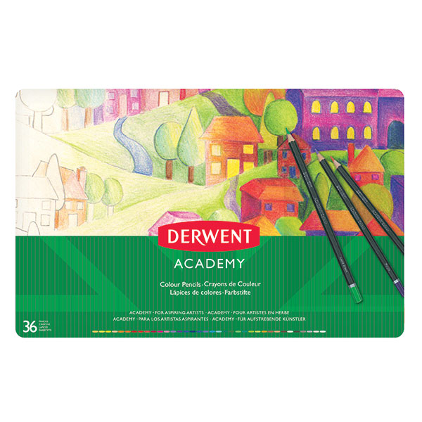 Derwent Academy Coloured Pencils In A Tin -  36S