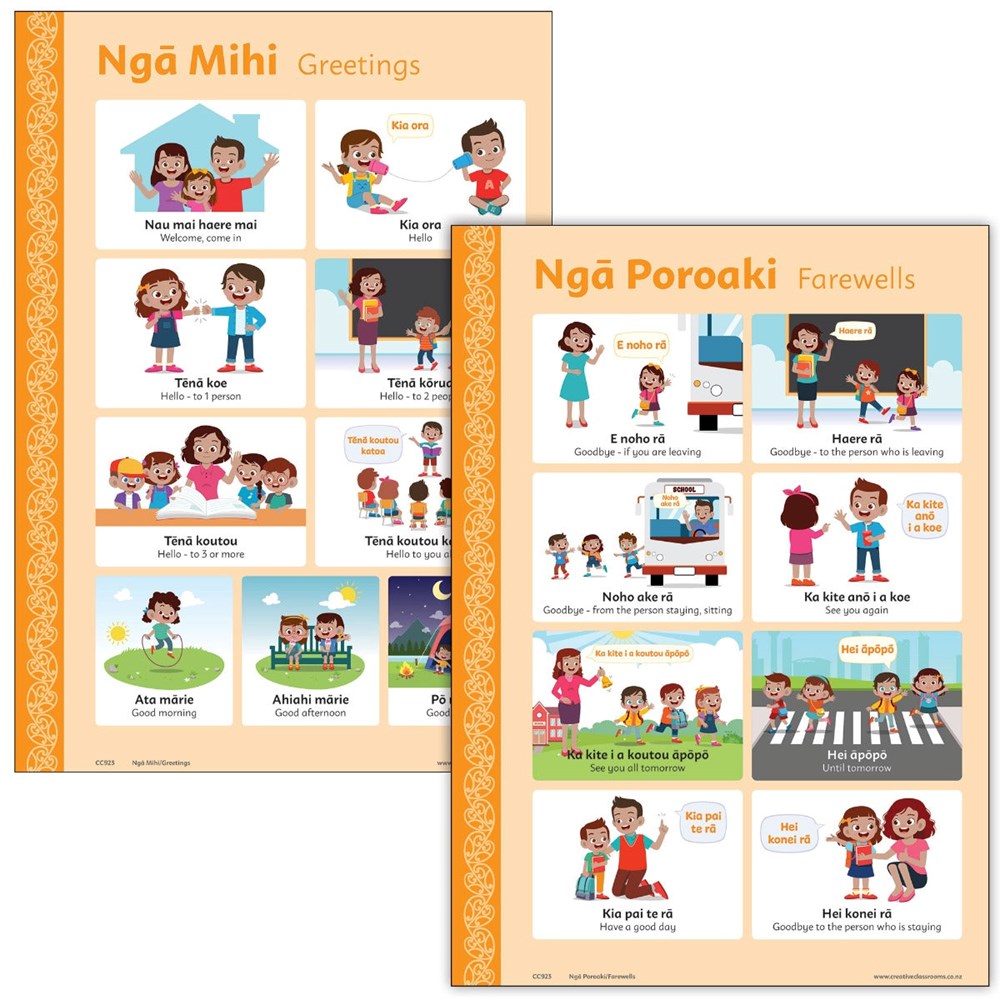 Nga Mihi, Nga Poroaki Greetings and Farewells Chart Set