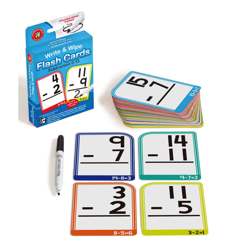 LCBF Write and Wipe Flash Cards - Subtraction