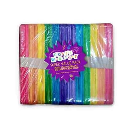 Craft Workshop Super Value Coloured Jumbo Popsicle Sticks - Pack 500