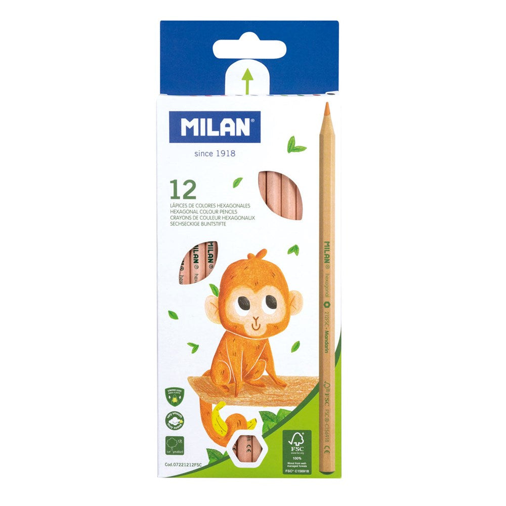 Milan FSC Wood Hexagonal Coloured Pencils Pack of 12