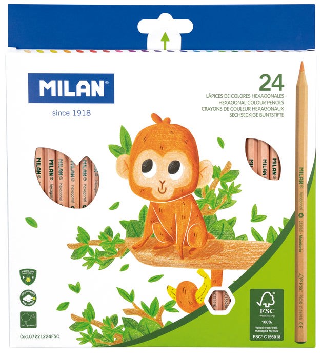 Milan FSC Wood Hexagonal Coloured Pencils Pack of 24