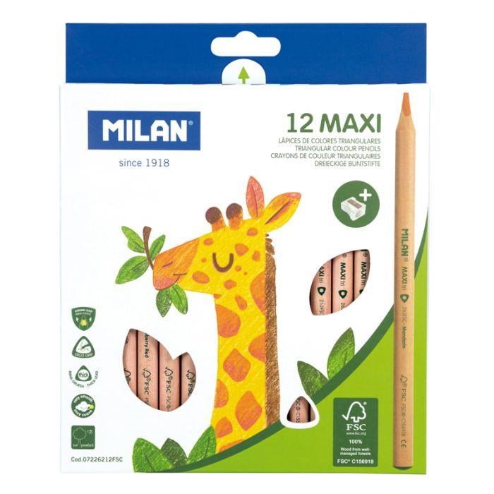 Milan FSC Wood Jumbo Triangular Coloured Pencils Pack of 12