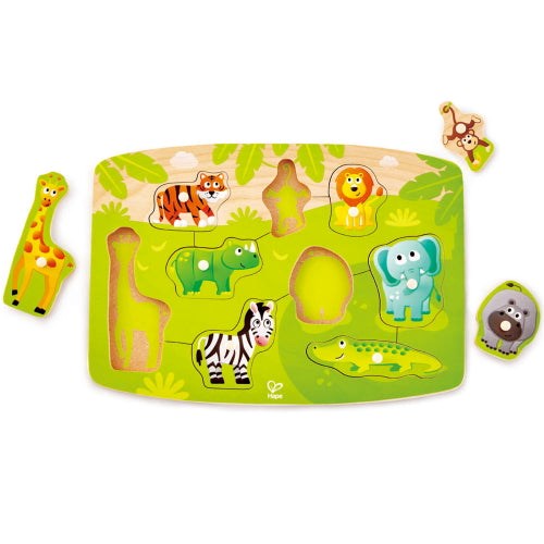 Hape Wooden Peg Puzzle Jungle Animals