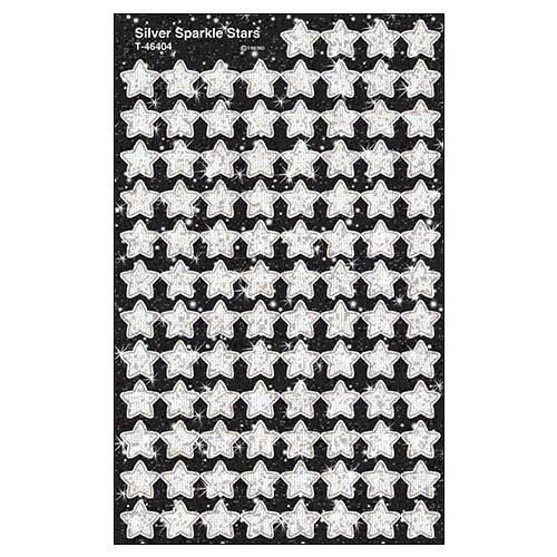 Silver Sparkle Stars Spot Stickers