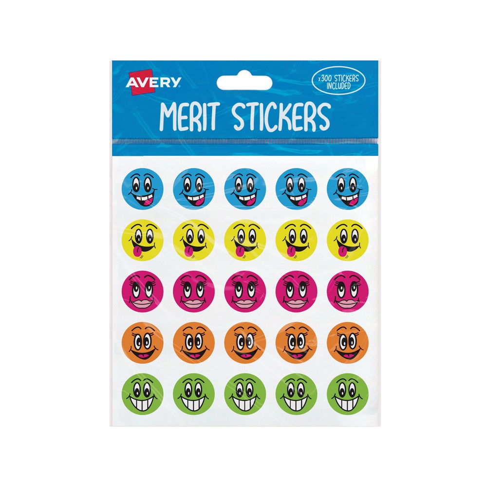 Avery Merit Stickers Smiley Faces 300 Pack