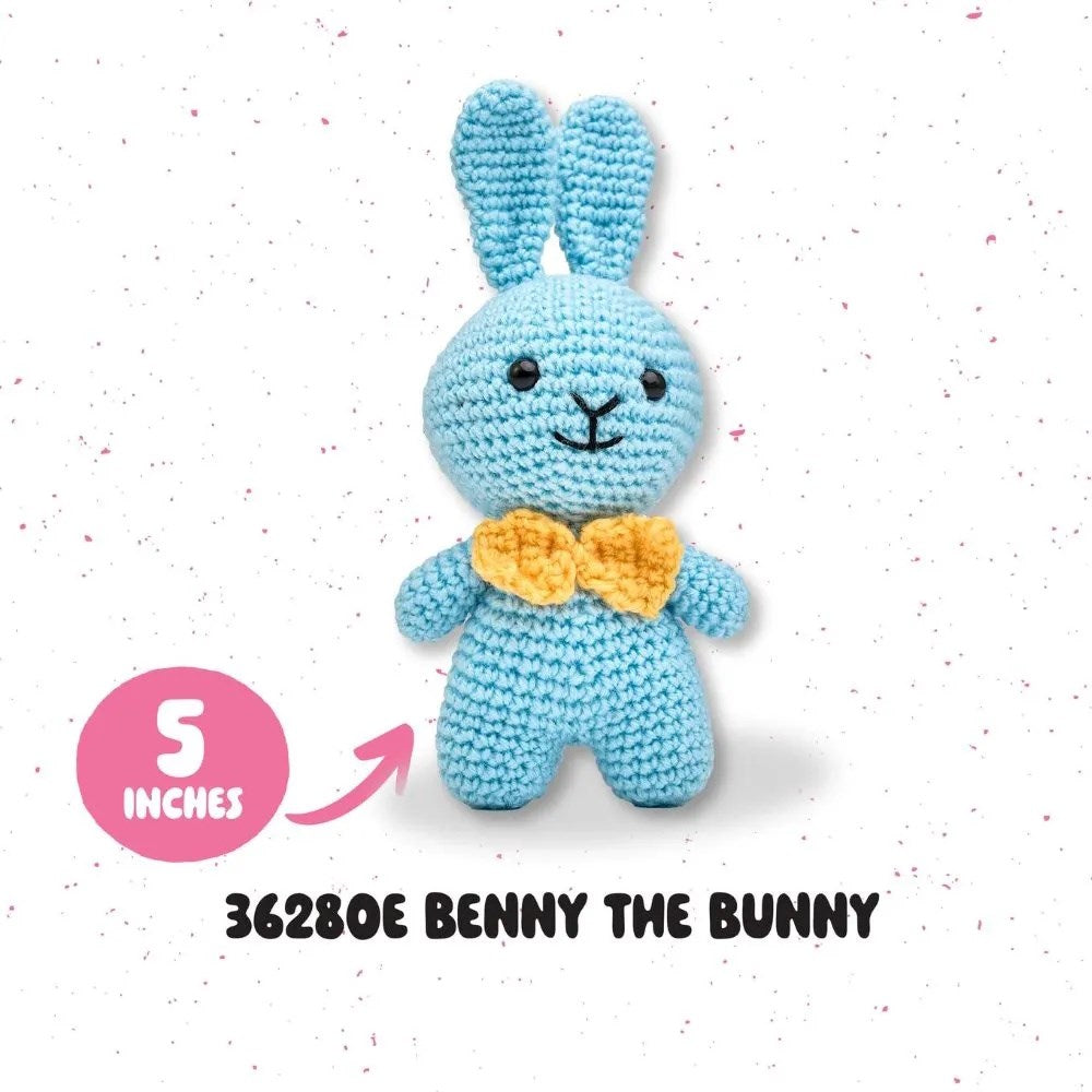 Crocheted blue bunny toy