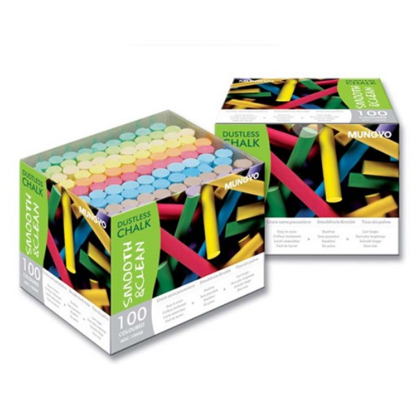 Mungyo Coloured Dustless Chalk - Pkt 100