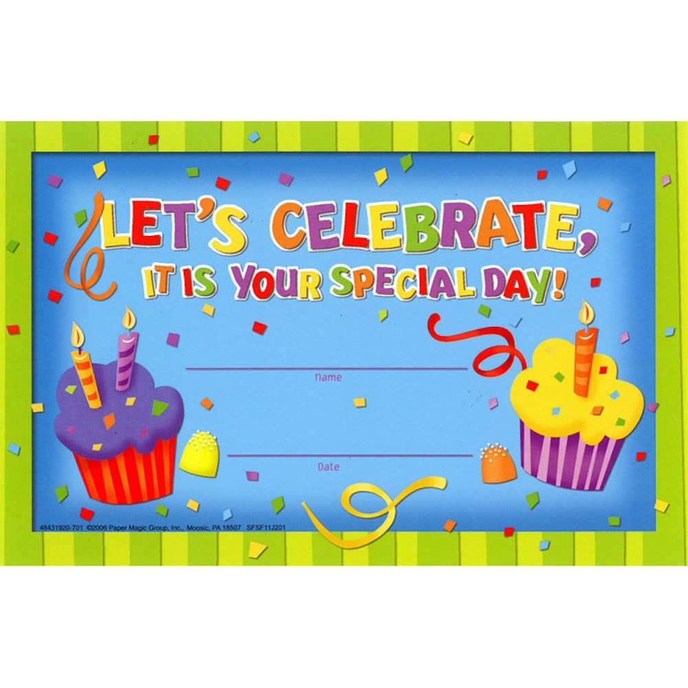 Let's Celebrate Birthday Certificates