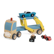 Load image into Gallery viewer, Classic World Car Transporter Truck Blue/Yellow
