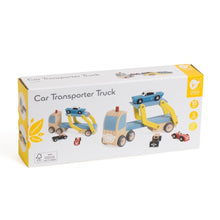 Load image into Gallery viewer, Classic World Car Transporter Truck Blue/Yellow
