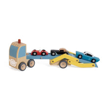 Load image into Gallery viewer, Classic World Car Transporter Truck Blue/Yellow
