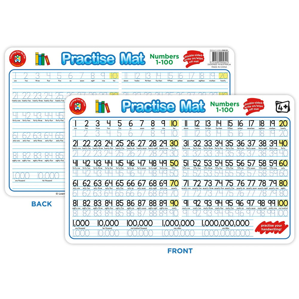 LCBF Practise Mat Numbers 1 to 100