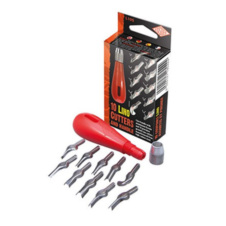 Lino Tool Set - 10 Cutters/1 Handle/Baren