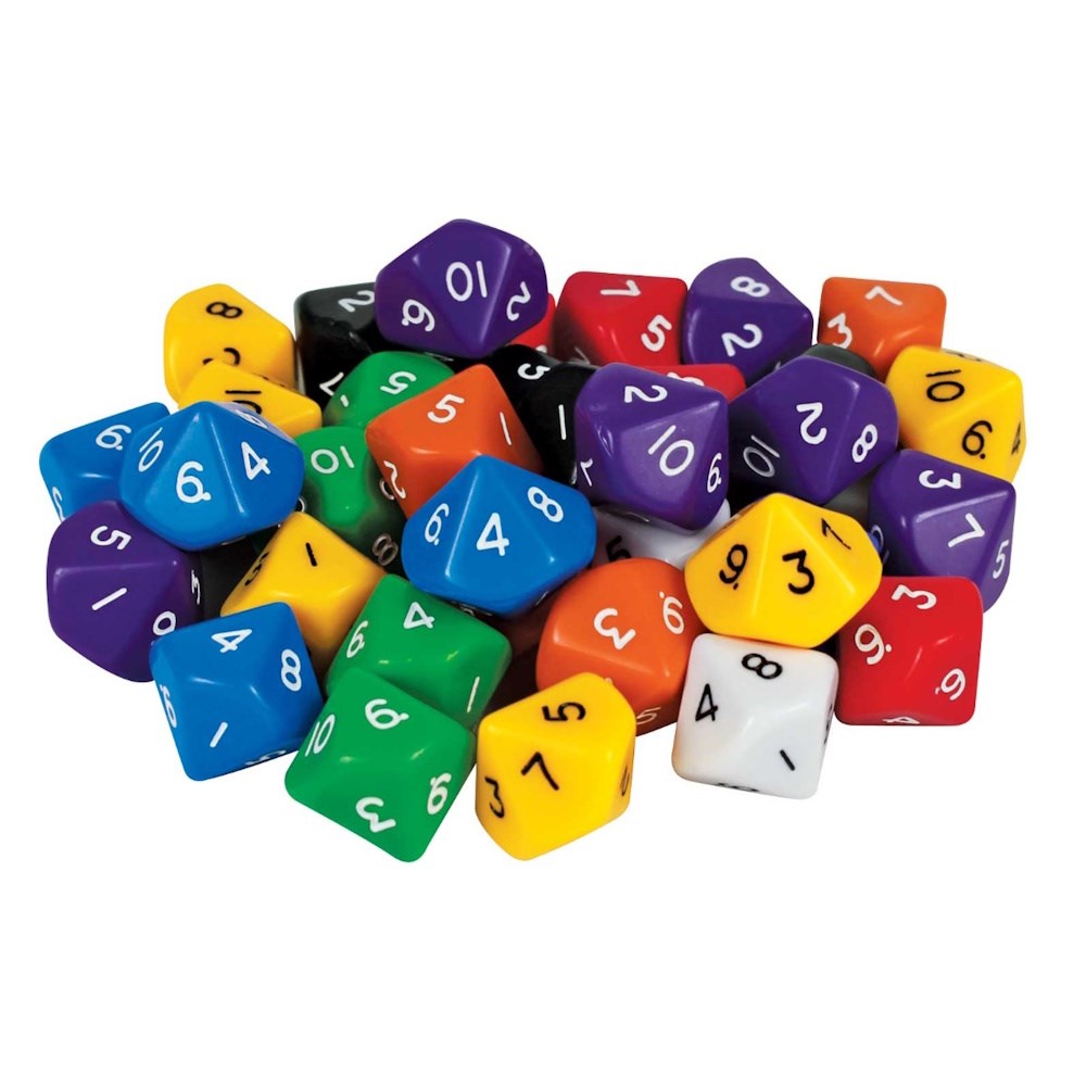Maths 10 Sided Dice - Packet Of 5 – The School Shop NZ