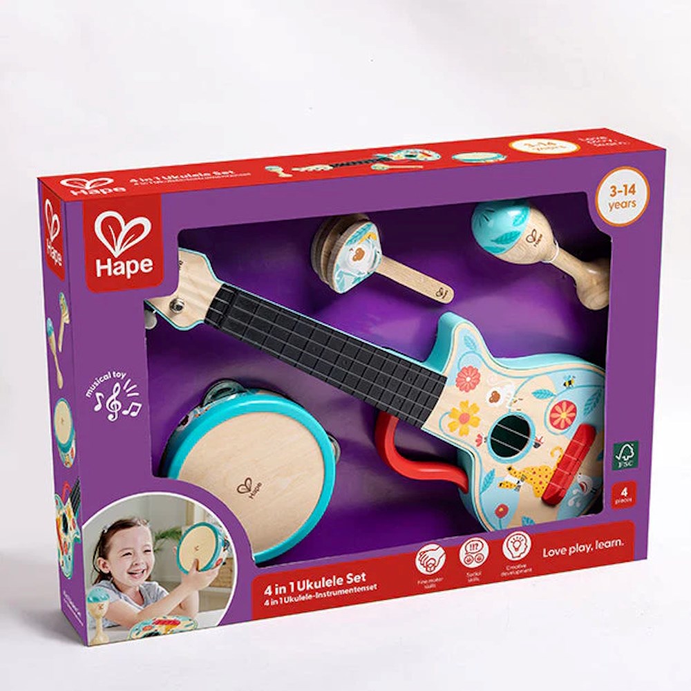 Hape 4 in 1 Ukulele Percussion Set