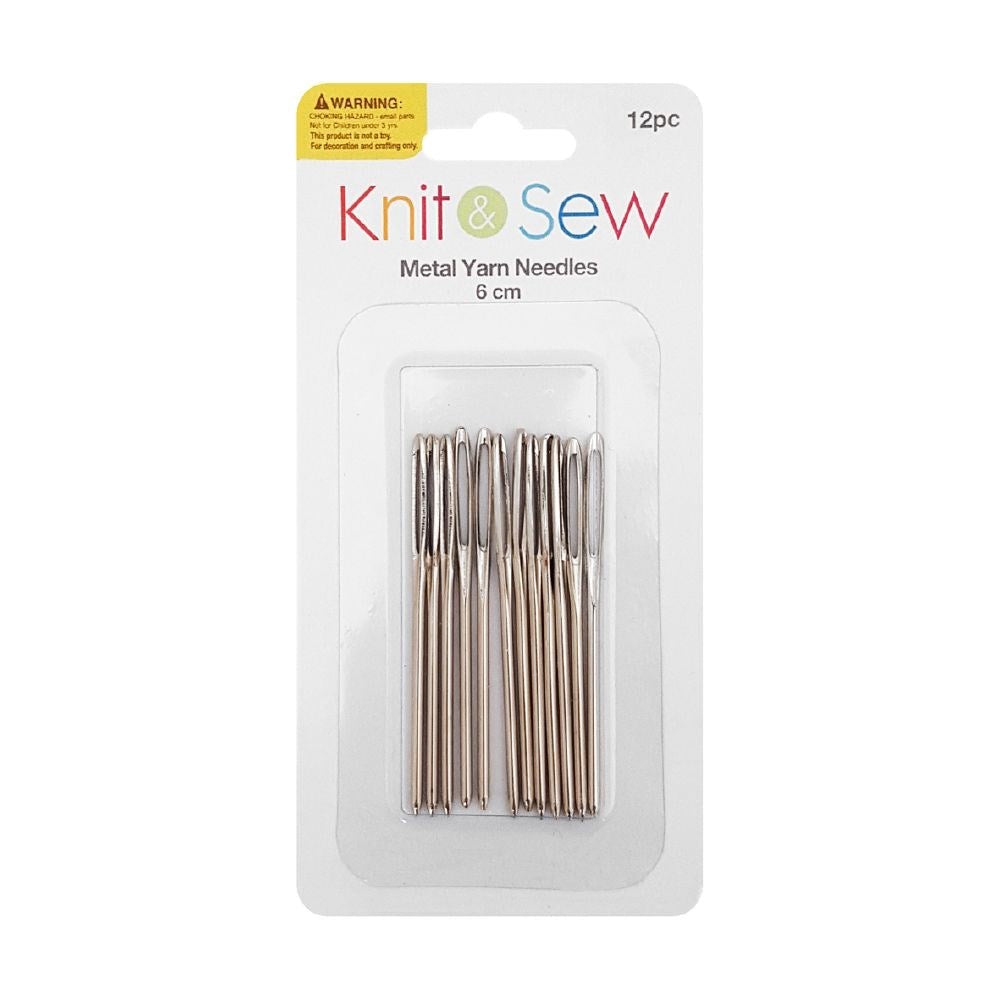 Metal Yarn Needles -6cm-Pack Of 12