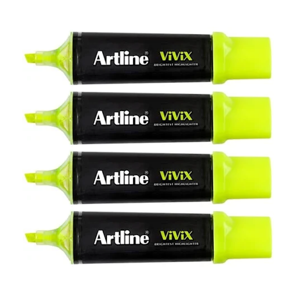 Artline Vivix Highlighters Set Of 4 - Yellow