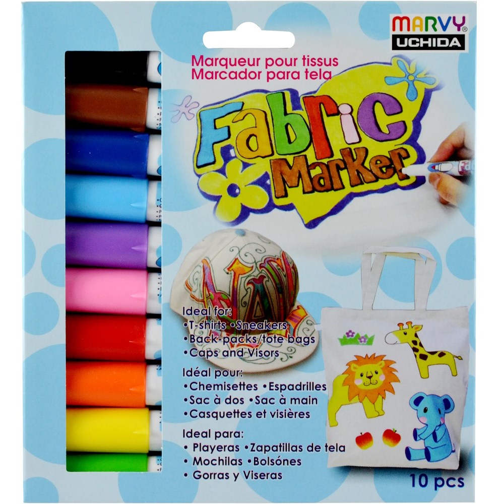 Marvy Fabric Marker Conic Set of 10 Assorted Colours