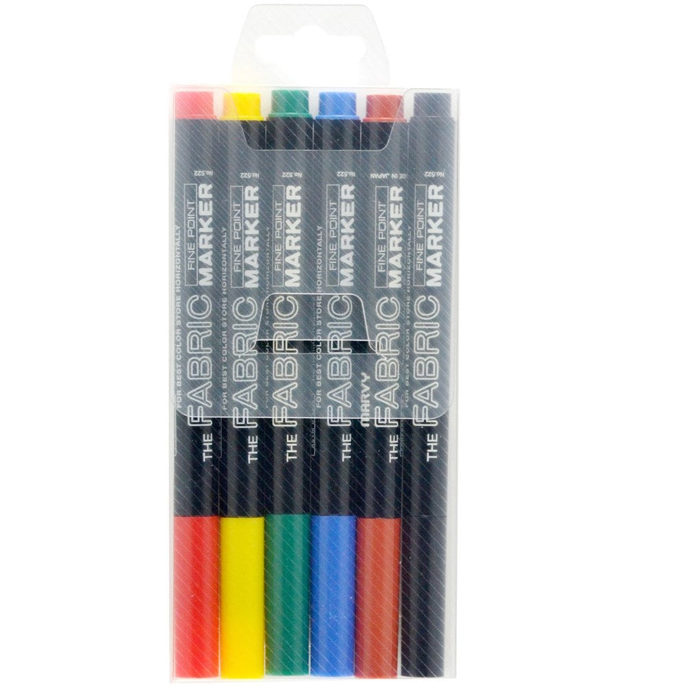 Marvy Fabric Marker Fine Set of 6 Primary Colours