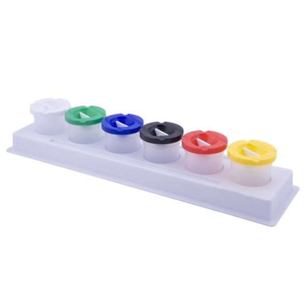 Non-Spill Paint Pots In Tray - Set Of 6