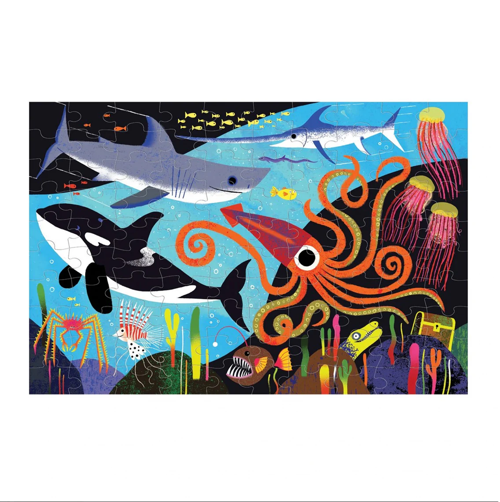 Mudpuppy Ocean Predators Glow In The Dark Puzzle 100 Piece