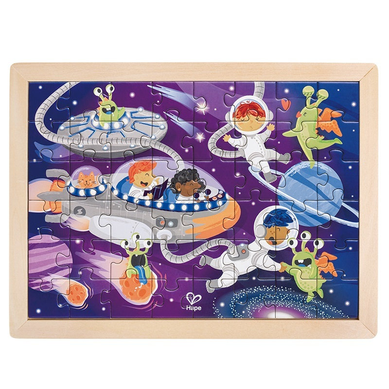 Hape Double Sided Colour Puzzle 48c Space Friends