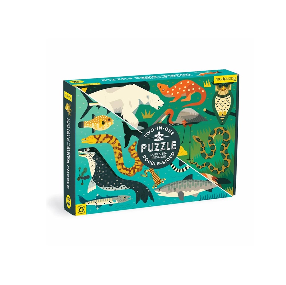 Mud Puppy Double-Sided Puzzle -Land and Sea Predators 100pc