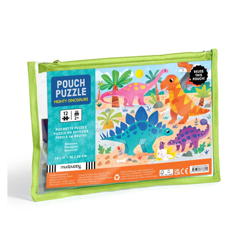 Mudpuppy Mighty Dinosaurs Pouch Puzzle 12 Piece