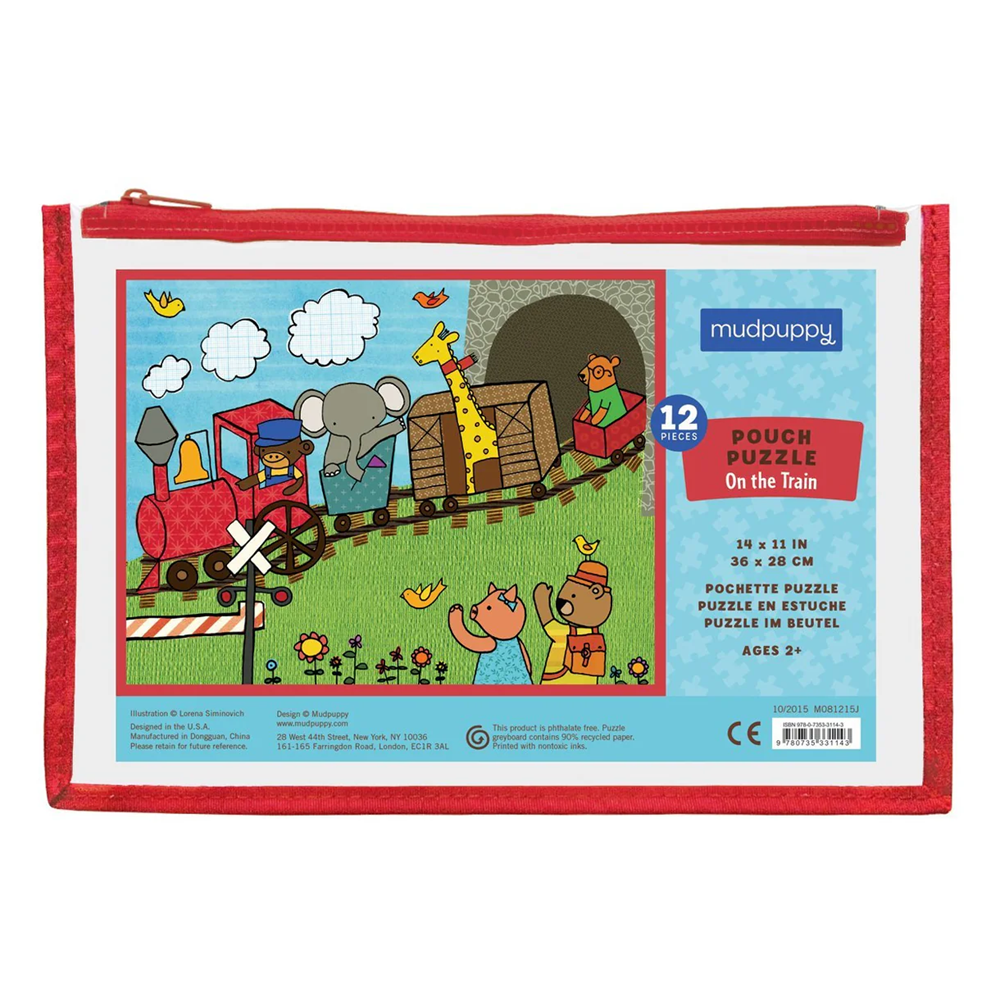 Mudpuppy On The Train Pouch Puzzle 12 Piece
