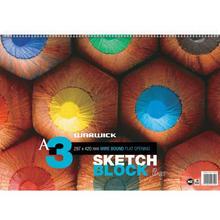 Load image into Gallery viewer, Warwick A3 Spiral Sketch Pad 20 Leaf 120gsm

