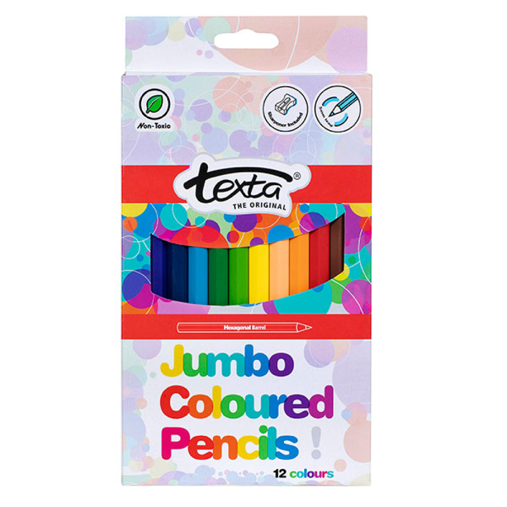 Texta Jumbo Coloured Pencils-Pack 12