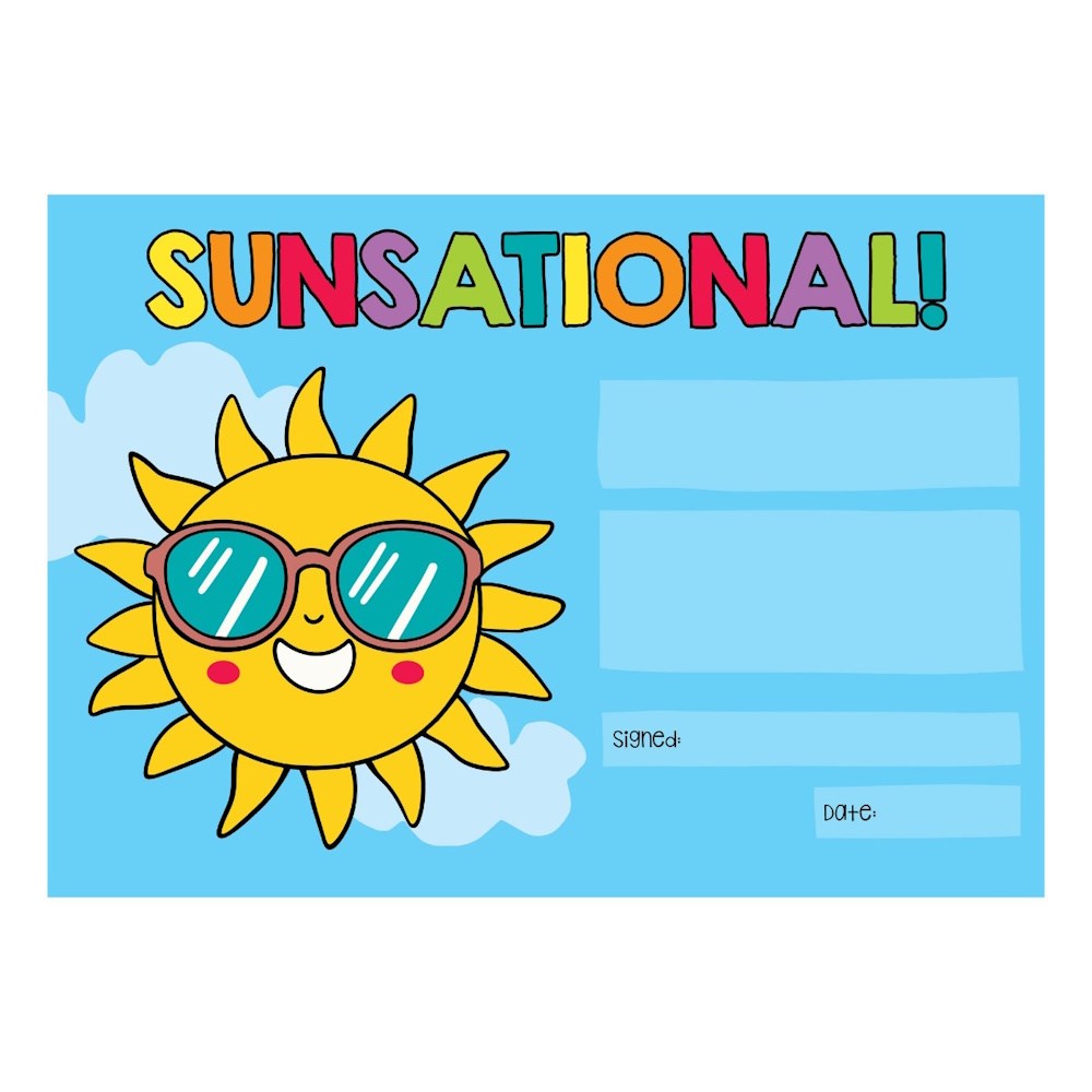 Sunsational! Certificates