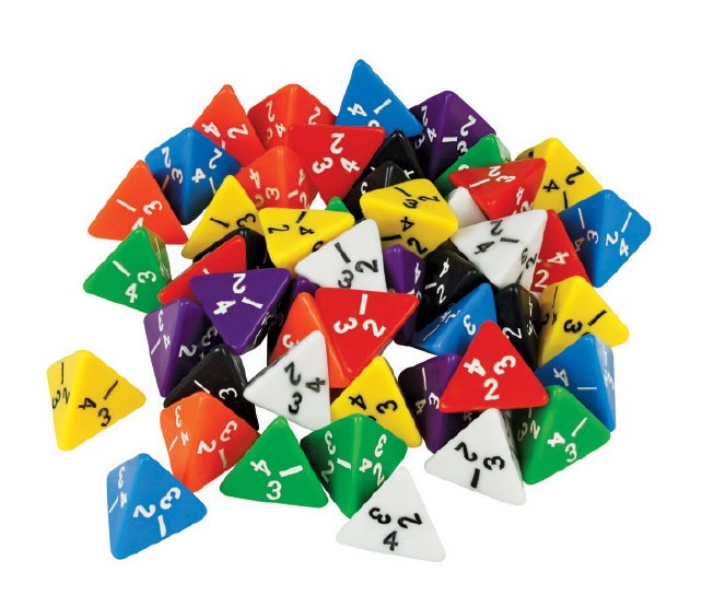 4 Sided Dice -  Set Of 5