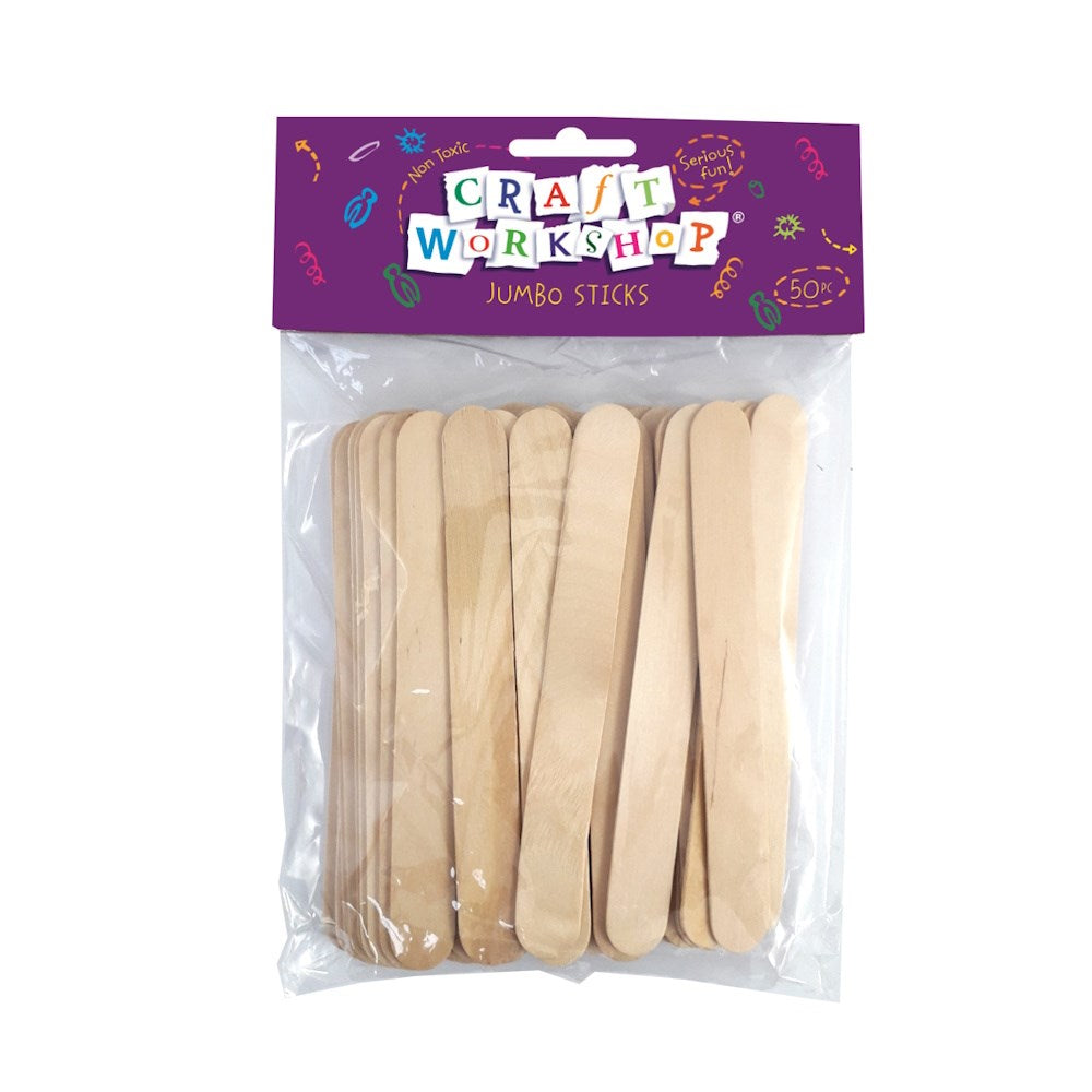 Jumbo Craft Popsticks Natural Pack of 50