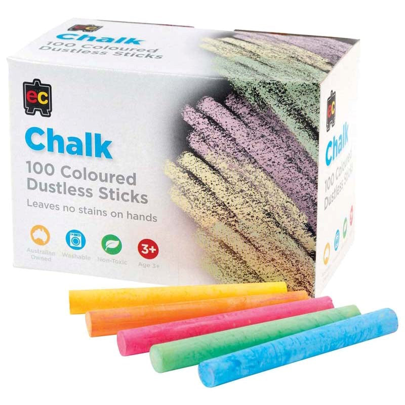 EC Dustless Chalk- Coloured- Box of 100