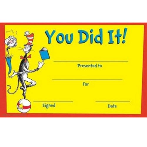 Dr Suess You Did It!  Award