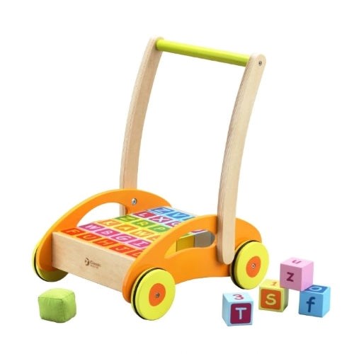 Classic World - Wooden Baby Walker With 24Pc Blocks
