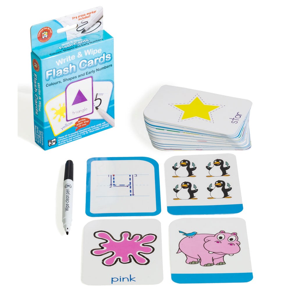 LCBF Write and Wipe Flash Cards - Colours, Shapes, Numbers