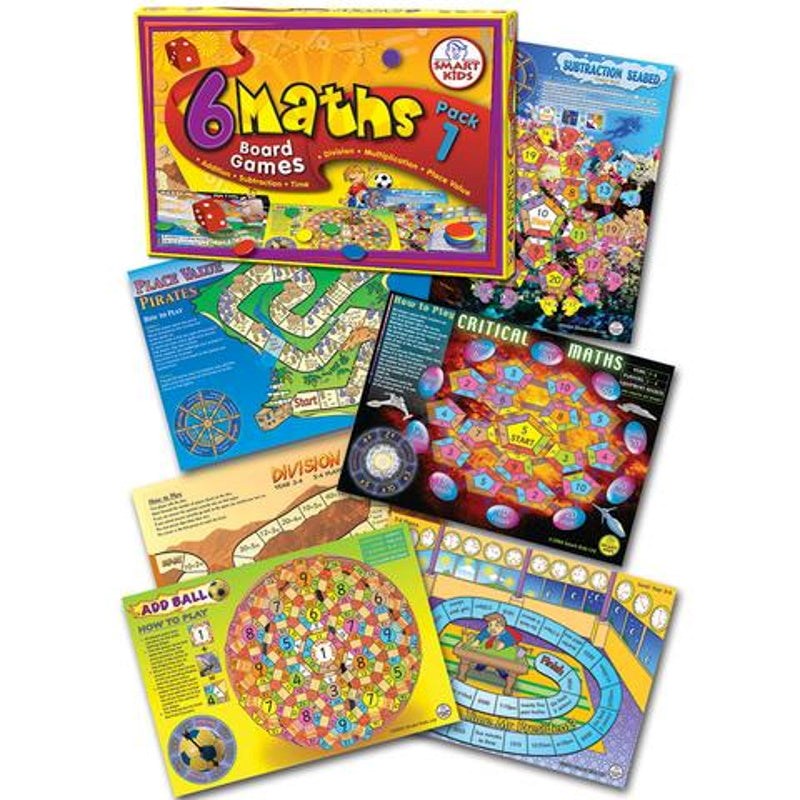 6 Maths Board Games - Level 1 - Ages 6-8Yrs - Smart Kids