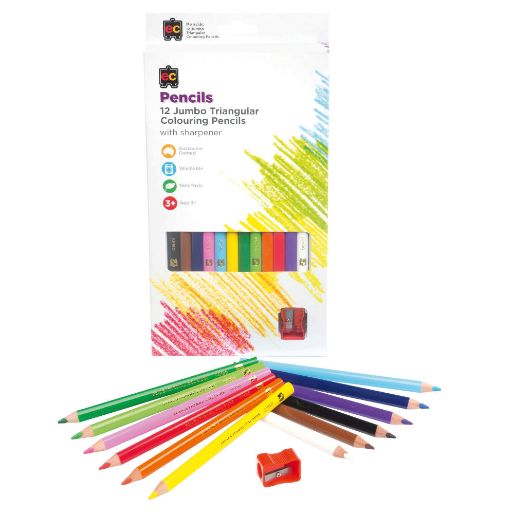 Educational Colours Jumbo Triangular Coloured Pencils Pack of 12