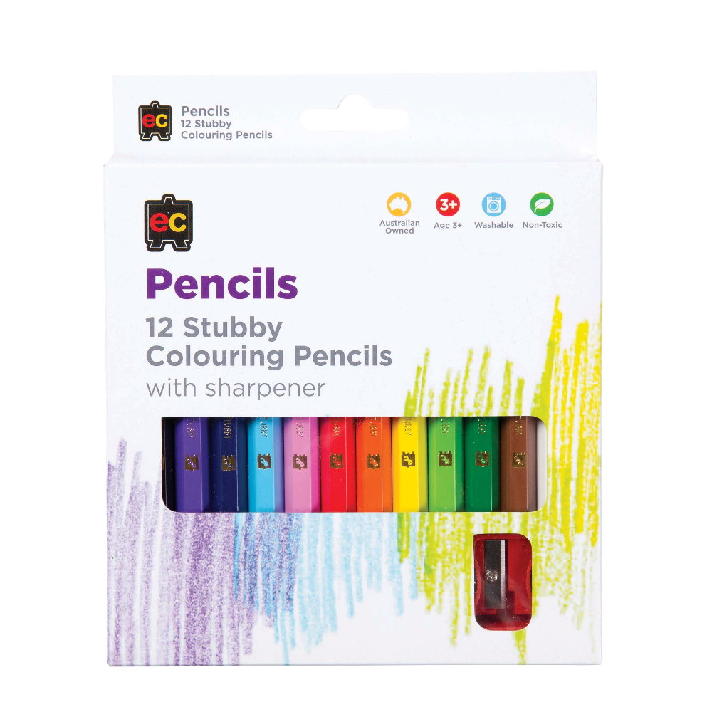 Educational Colours Jumbo Stubby Coloured Pencils  Pkt 12