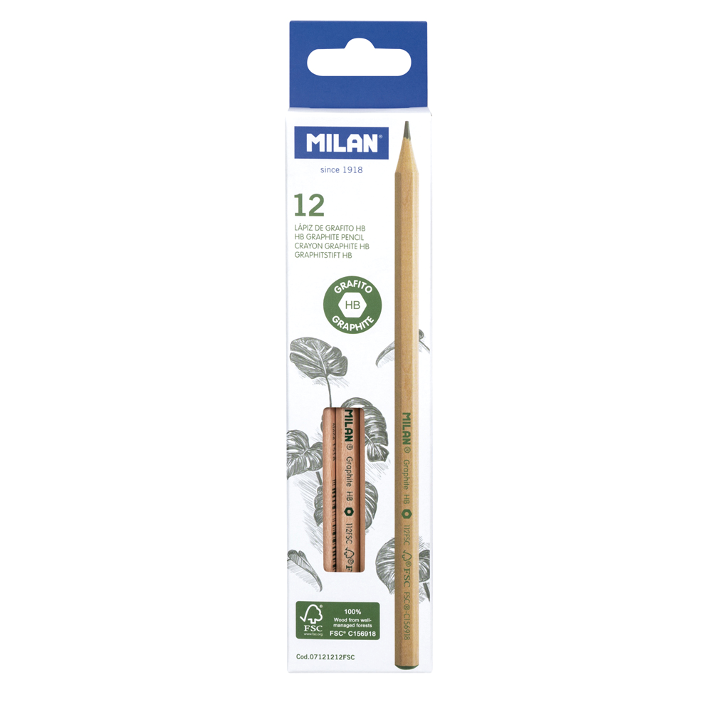 Milan FSC Sustainable Wood Natural HB Pencils Pack 12