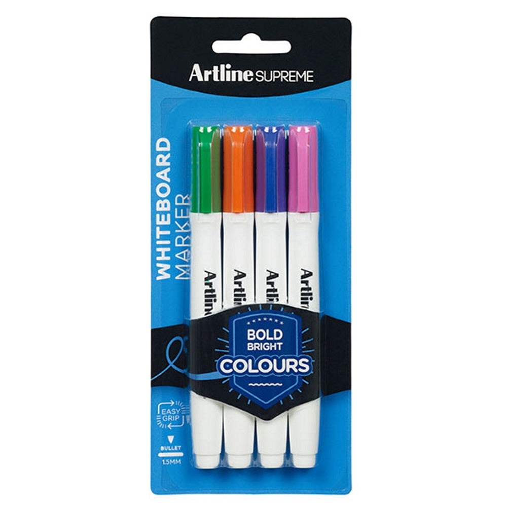 Artline Supreme Fine Whiteboard Markers Brights 4 Pack