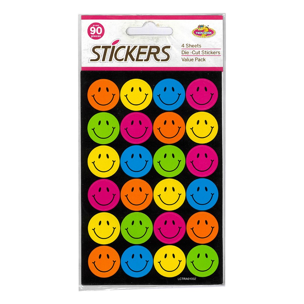 Smiley Face Stickers 4 Sheets 190 x 104mm