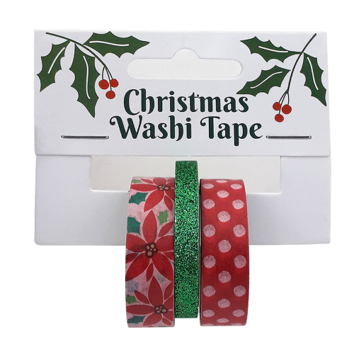 Xmas Washi Tape 3pc 3m (3mm+6mm)