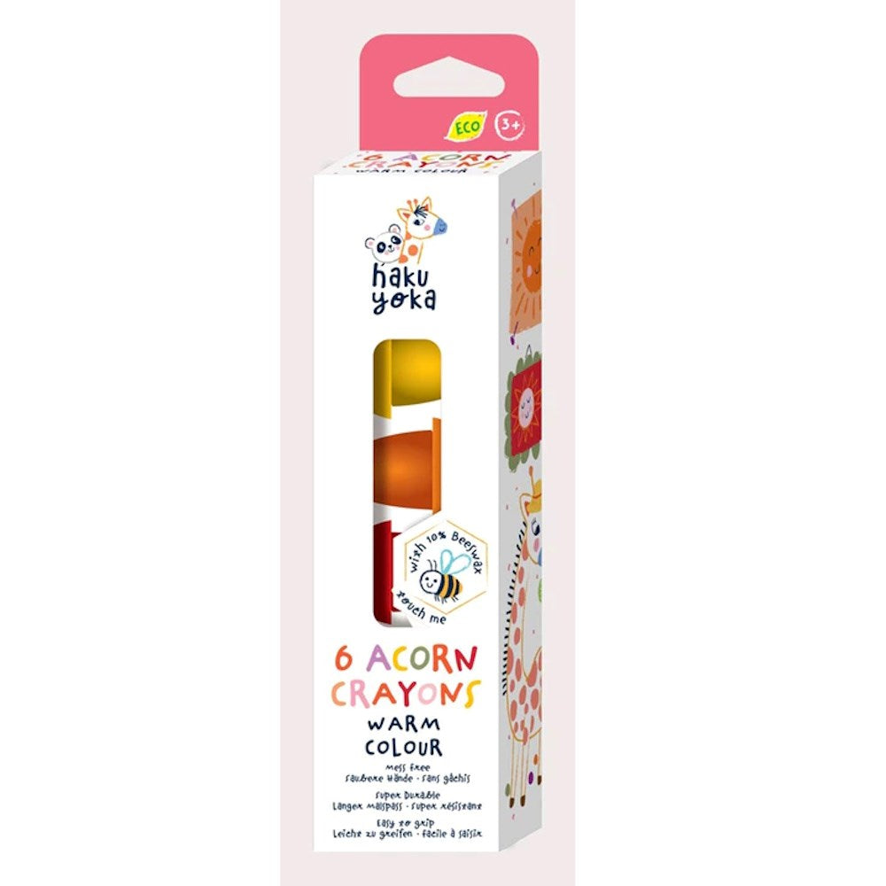 Haku Yoku Acorn Crayons 6 Pk Warm Colours