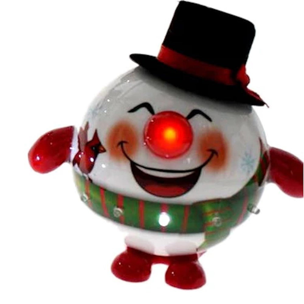 Cotton Candy Hanging LED Bauble - Snowman Laughing